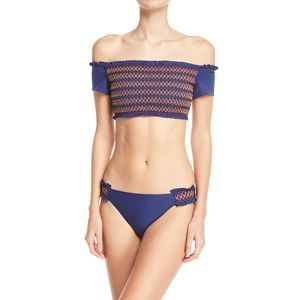 Splendid Frill Seeker Off Shoulder Swim Bikini Set
